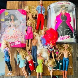 Large Barbie Doll & Other Dolls Lot Some Ken Some in Box Toys